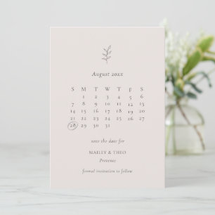 Minimale zwarte lef-roze kalender bespaart de datu save the date