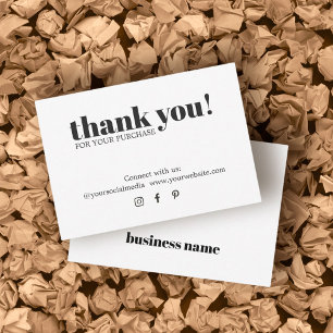 Minimale zwarte legant — witte dank voor uw kaart