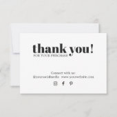 Minimale zwarte legant — witte dank voor uw kaart (Voorkant)