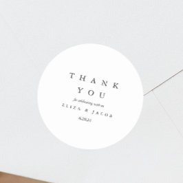 Minimale zwarte legante bruiloft Dank u Ronde Sticker