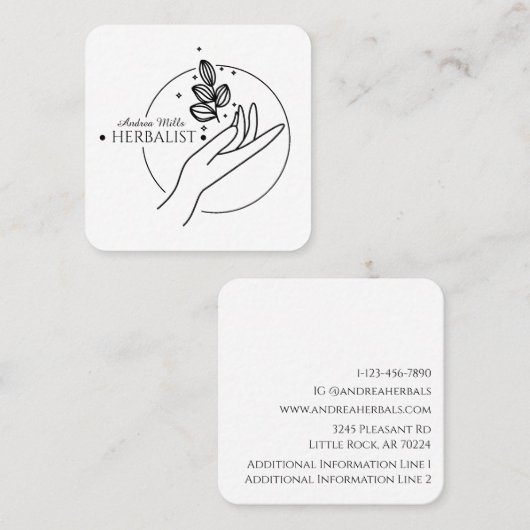 Minimale zwarte lijn Eenvoudige, moderne, zwarte L Vierkante Visitekaartje (Voorkant / Achterkant)