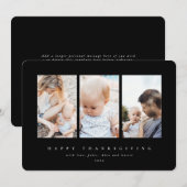 Minimale zwarte Lijst 3 Fijne Thanksgiving Feestdagenkaart (Voorkant / Achterkant)