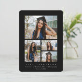 Minimale zwarte Lijst 4 Foto Afstuderen Aankondiging (Staand voorkant)