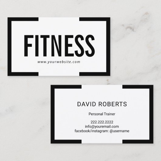 Minimale zwarte Lijst fitness persoonlijke trainer Visitekaartje (Voorkant / Achterkant)