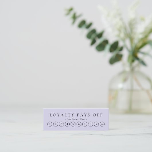 Minimale zwarte & Lila Loyalty Punch-kaart (Staand voorkant)