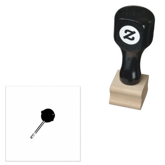 Minimale Zwarte Lolly Silhouet Rubberstempel (Gestempeld)