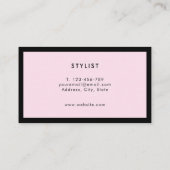 Minimale zwarte luxe luxe roze visitekaartje (Achterkant)