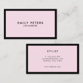 Minimale zwarte luxe luxe roze visitekaartje (Voorkant / Achterkant)