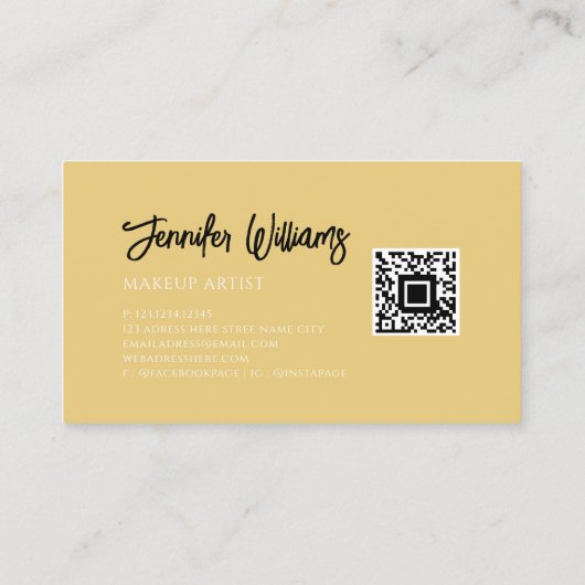 Minimale zwarte Makeup, aangepaste QR-code Visitekaartje (Achterkant)