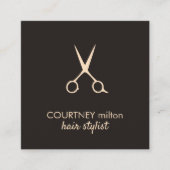 Minimale zwarte mestschaar vierkante visitekaartje (Voorkant)