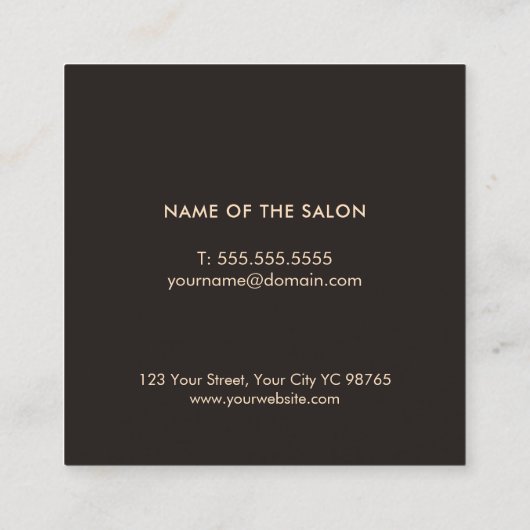 Minimale zwarte mestschaar vierkante visitekaartje (Achterkant)