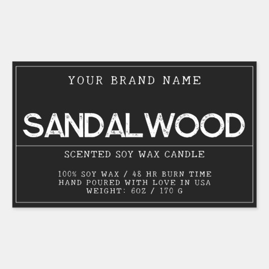Minimale zwarte moderne, elegante kaars rechthoekige sticker (Voorkant)