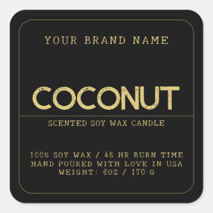 Minimale zwarte moderne, elegante kaars vierkante sticker