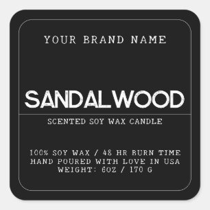 Minimale zwarte moderne, elegante kaars vierkante sticker