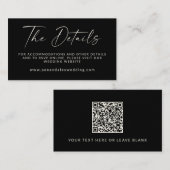 Minimale Zwarte Moderne Script Huwelijks QR Code D Informatiekaartje (Voorkant / Achterkant)
