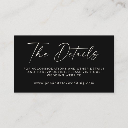 Minimale Zwarte Moderne Script Huwelijks QR Code D Informatiekaartje (Voorkant)