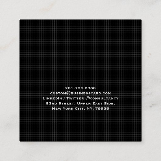 Minimale zwarte moderne tapecheques vierkante visitekaartje (Achterkant)