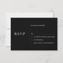 Minimale zwarte moderne trouw-RSVP kaart