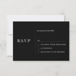 Minimale zwarte moderne trouw-RSVP kaart