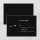 Minimale zwarte moderne trouw-RSVP kaart (Voorkant / Achterkant)