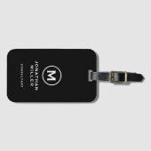 Minimale zwarte moderne Typografische Monogram Bagagelabel (Voorkant (horizontaal))