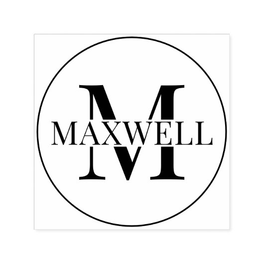 Minimale zwarte monogram, aangepast zelfinktende stempel (Design)