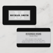 Minimale zwarte monogram achtergrond visitekaartje (Voorkant / Achterkant)