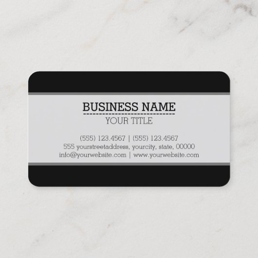 Minimale zwarte monogram achtergrond visitekaartje (Achterkant)