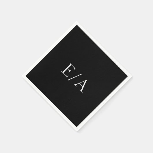 Minimale zwarte monogram elegante moderne bruiloft servet (Hoek)