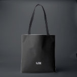 Minimale zwarte monogram initialen tote bag<br><div class="desc">Minimalistische elegante, eenvoudige, moderne zwarte en witte initialen van de Douane, gepersonaliseerde Canvas tas</div>