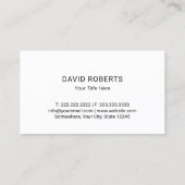 Minimale zwarte monogram Logo Professional Visitekaartje (Achterkant)