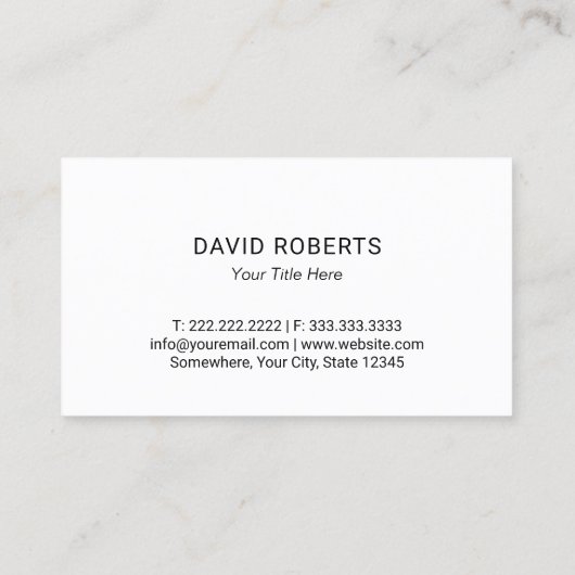 Minimale zwarte monogram Logo Professional Visitekaartje (Achterkant)