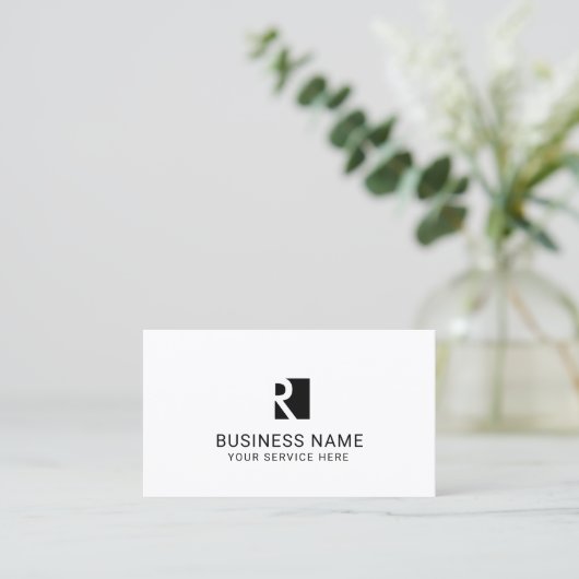 Minimale zwarte monogram Logo Professional Visitekaartje (Staand voorkant)