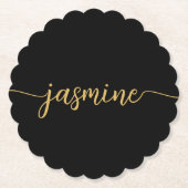 Minimale Zwarte Monogram Naam Script Handtekening Kartonnen Onderzetters (Voorkant)