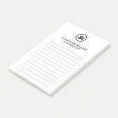 Minimale zwarte monogram uitgelijnd post-it® notes (Schuin)