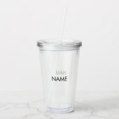 Minimale zwarte monogram van de douanenaam het mon acryl drinkbeker (Achterkant)