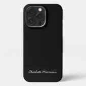 Minimale zwarte monogram van het douanemanuscript  iPhone hoesje (Achterkant)