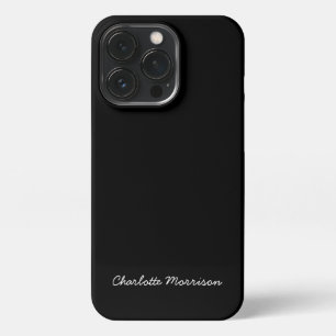 Minimale zwarte monogram van het douanemanuscript iPhone 13 pro hoesje