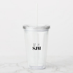Minimale zwarte naam van aangepaste monogram initi acryl drinkbeker