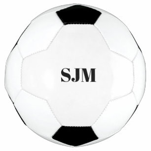 Minimale zwarte naam van aangepaste monogram initi voetbal