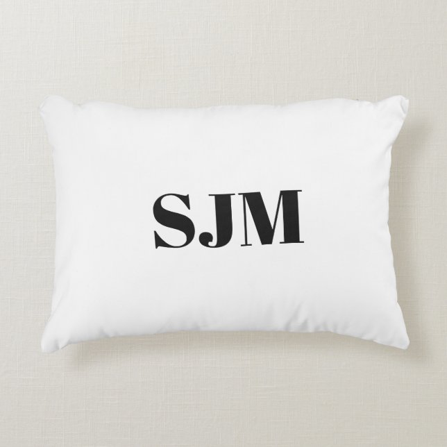 Minimale zwarte naam van initialen op aangepast mo accent kussen (Voorkant)