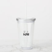 Minimale zwarte naam van initialen op aangepast mo acryl drinkbeker (Voorkant)