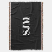 Minimale zwarte naam van initialen op aangepast mo deken (Voorkant Verticaal)