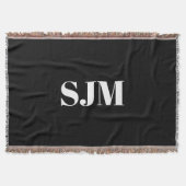 Minimale zwarte naam van initialen op aangepast mo deken (Voorkant)