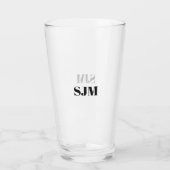 Minimale zwarte naam van initialen op aangepast mo glas (Achterkant)