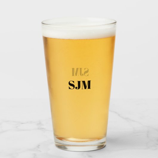 Minimale zwarte naam van initialen op aangepast mo glas (Voorkant gevuld)