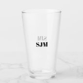 Minimale zwarte naam van initialen op aangepast mo glas (Voorkant)