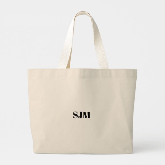 Minimale zwarte naam van initialen op aangepast mo grote tote bag (Achterkant)