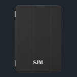 Minimale zwarte naam van initialen op aangepast mo iPad mini cover<br><div class="desc">Minimalistische elegante eenvoudige moderne zwart-wit Custom monogram initialen naam gepersonaliseerde iPad mini-Hoesje</div>