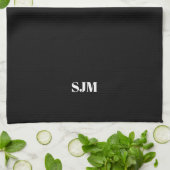 Minimale zwarte naam van initialen op aangepast mo theedoek (Gevouwen)